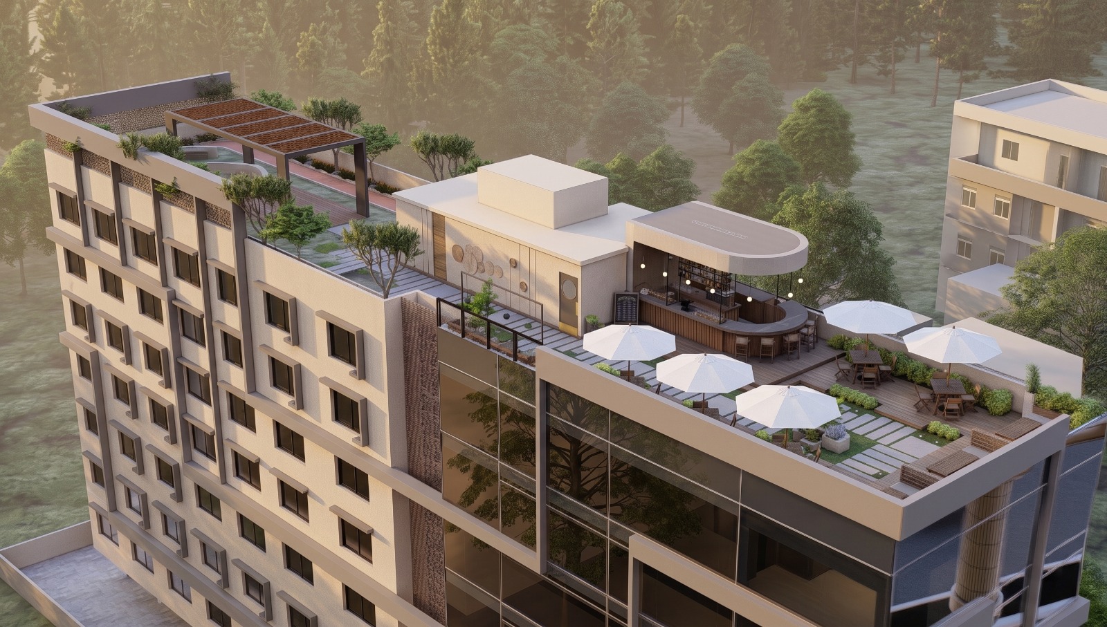 Panoramic Rooftop View